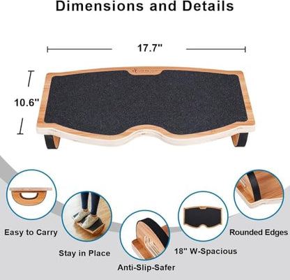 StrongTek Under Desk Footrest, Wooden Rocking Foot Rest, 350lbs, Non-Slip | Standing Desk Use, Ergonomic Foot Stool for Enhanced Circulation, Wide Rocker Balance Board, No Assembly for Office Home
