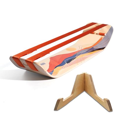 GIBBON SlackBoard, Balance Board Kids & Adults, Slackline Balance Trainer - color: Sunrise Plus with Stand