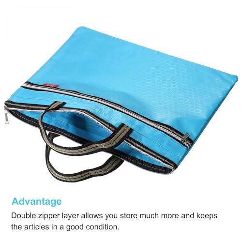PATIKIL Waterproof Zipper File Bag, Documents Books Tools Storage Zip Pouch for Office Travel, Light Blue - color: Light Blue