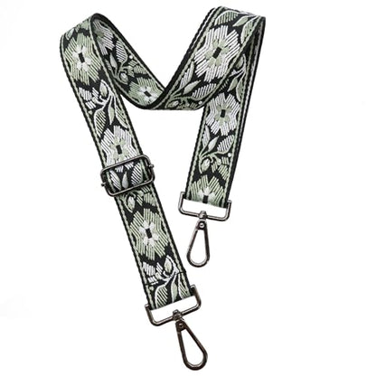 1.5" Wide Purse Strap Adjustable Replacement Gunmetal Hardware Long Crossbody Bag Strap for Thick Shoulder Bags Canvas Handbags Straps - color: Gunmetal Hardware-Green
