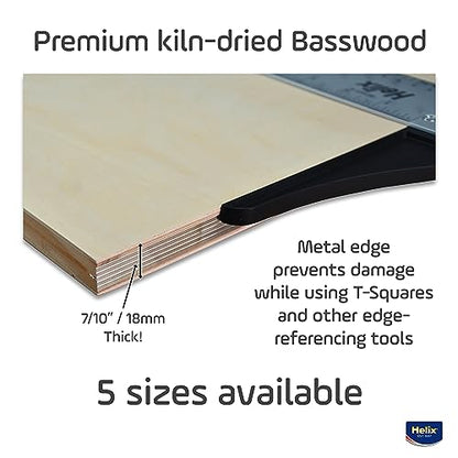 Helix - Wooden Drawing Board - Metal Edge - 16 x 21 inch | Lightweight for Sketching Outdoors - Ensures Accuracy and Stability - Portable Drafting Surface - Versatile for Artists - size: 16” x 21”, style: Metal Edge