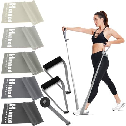 Resistance Bands Set for Physical Therapy, Rehab, Yoga and Pilates - color: Gradient Gray 10-115lbs - Includes Accessories