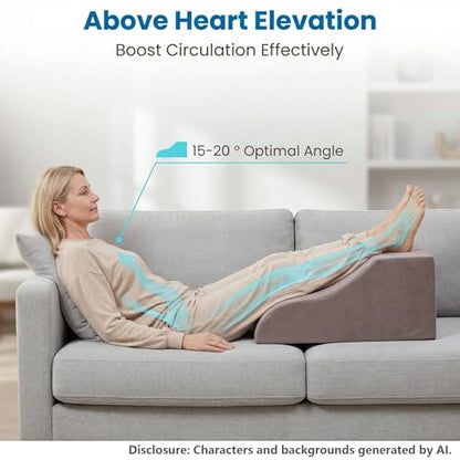Leg Elevation Pillows, Ergonomic Memory Foam Wedge Pillow/Leg Positioner Pillows Comfort Care for Back Knee Hip Ankles Pain, Knee Pillow for After Surgery, Injury, or Rest Gray - size: 40X20X56CM