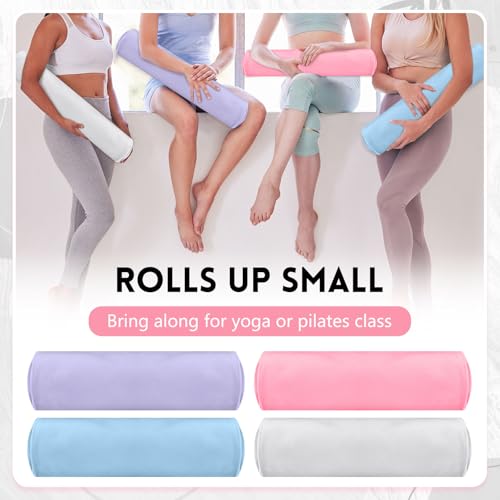 Breling 4 Pack 72 x 24 Inch Microfiber Non-Slip Hot Yoga Towels, Multicolor - color: Purple, Pink, Blue, White