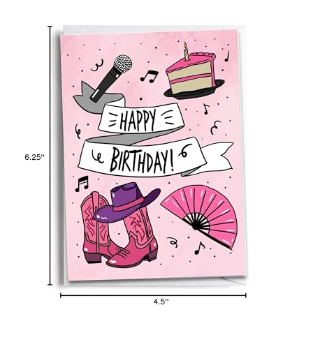 Line Dance Birthday Card – Fun Happy Birthday Card for Dance Lovers with Fans and Boots - style: Line Dance