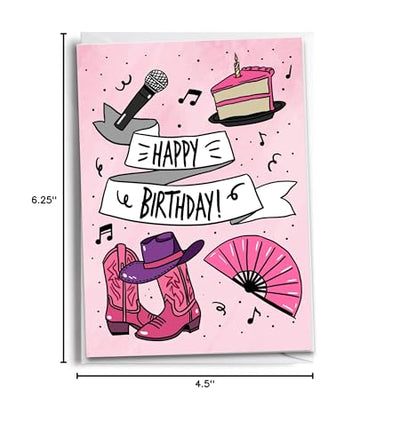 Line Dance Birthday Card – Fun Happy Birthday Card for Dance Lovers with Fans and Boots - style: Line Dance
