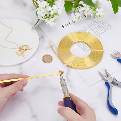 BENECREAT 32 Feet 5mm Wide Flat Jewelry Craft Wire 18 Gauge Gold Metal Aluminum Wire for Bezel, Bracelet DIY, Sculpting, Armature and Jewelry Making - color: Gold, size: 5mm