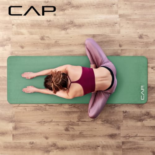 CAP Barbell 1-Inch High Density Exercise Yoga Mat with Strap | Multiple Colors - color: Green