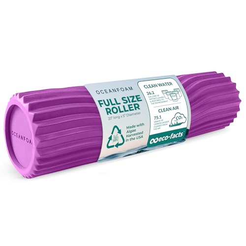 Oceanfoam Tidal Roller - Magenta - Muscle Massage Foam Roller for Back Pain & Stretching - Firm and Ergonomic Wide Wave Textured - Yoga, Athletics, & Wellness - Full Size, 20" x 5" - color: Magenta