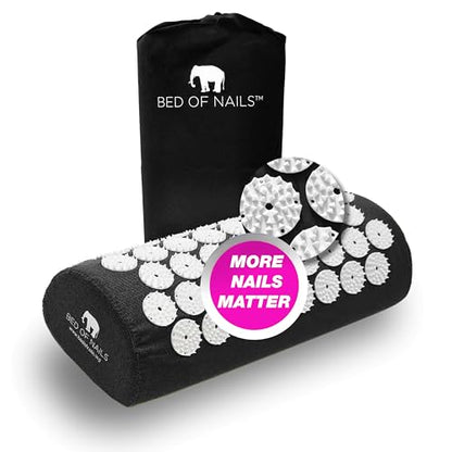 Bed of Nails 지압 베개 - 2142개의 정밀 못이 있는 오리지널 Bon 지압 디자인, 38.1 x 15.2 x 10.2cm(15 x 6 x 4인치), 블랙 - color: 블랙 - 베개