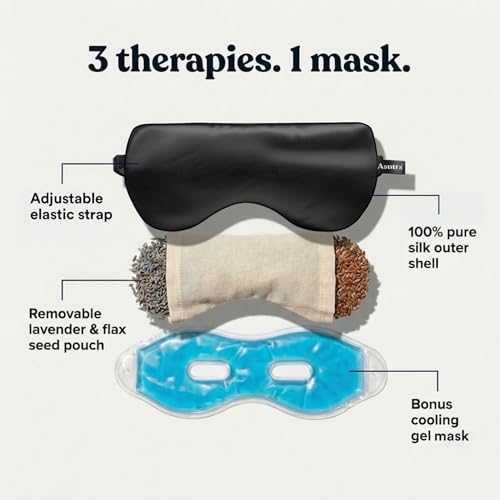 ASUTRA Silk Eye Pillow for Sleep, Black - Filled w/Lavender Buds (One Size) - color: Black