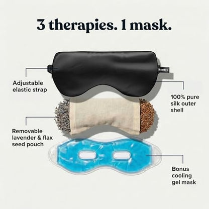 ASUTRA Silk Eye Pillow for Sleep, Black - Filled w/Lavender Buds (One Size) - color: Black