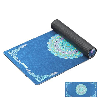 HAPBEAR Large Yoga Mat - 72"x36" Extra Wide Exercise Mat - 1/4" Thick Dual Color PVC | Anti-Slip Surface & High Cushioning - Ideal for Yoga, Pilates & Home Workouts - Bonus Mesh Bag - color: Blue