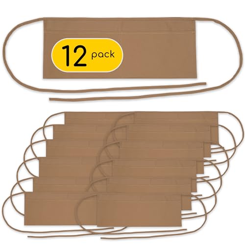 2 Pocket Canvas Work Waist Nail Apron Belt Washable Tool Utility Gardening Woodworkers Roofers Artists & Crafts - color: Caramel 12 Pack