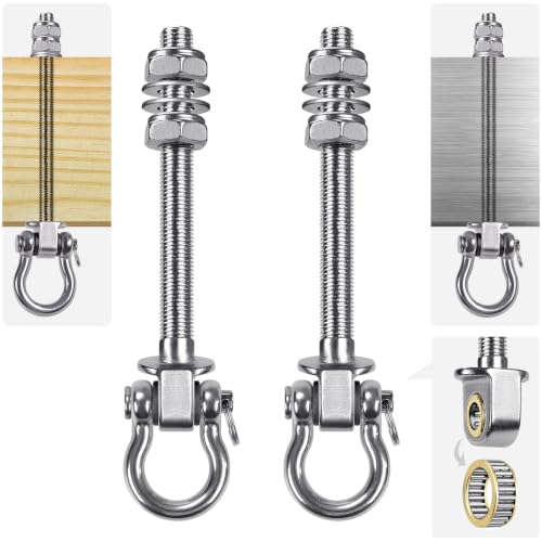 Dolibest Swing Hangers with Bearing - 2 Pack Stainless Steel 304 Hardware Hooks for Wood & Metal Beams, Ideal for Hanging Hammocks, Yoga Swings, Porch Swing, Boxing Bag 1500 LB Capacity -5''x M2/5'' - color: 2pcs