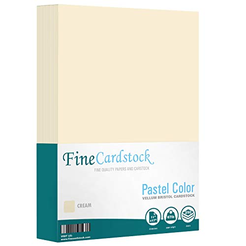 Color Cardstock Paper 67 Vellum Bristol, Sizes: 8.5 x 11 | 11 x 17 | 8.5 x 14 |1 ream of 250 Sheets Per Pack. (11 x 17 Cream) - color: Cream, size: 11 x 17