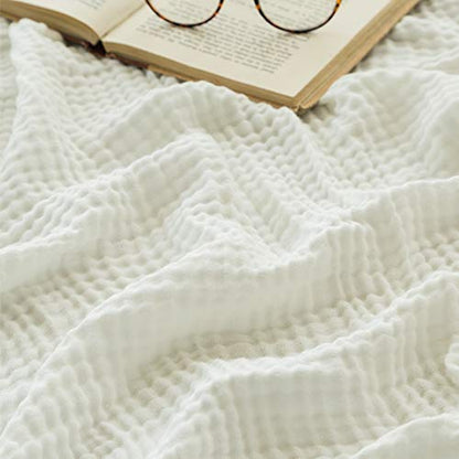 EMME Cotton Muslin Large Throw Blanket Couch Breathable Gauze Soft Lightweight Bed Blankets Adults (White,50"x70") - color: 04-white-1, size: Large Throw (50" X 70")