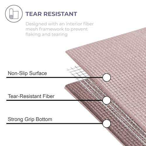 Voyage 5mm Studio Yoga Mats, 10 Pack, 72x24in | Extra Long, Anti-Tear Exercise Mats for Workout, Stretching, Fitness - Non Slip Gym Mats for Home, Schools and Studios - color: Lilac