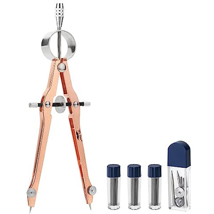 Mr. Pen- Professional Compass for Geometry, Extra Lead | Metal Compass Drawing Tool for Students, Drafting and Engineering, Technical Drawings, Circles and Geometry Projects - color: Rose Gold