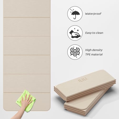 ILILI Foldable Yoga Mat 71 * 24 * 0.3 Inch - color: Beige