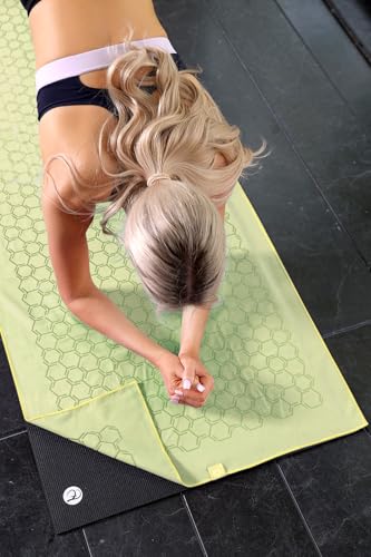 Eunzel Double Sided Silicone Yoga Mat Towel, 72" x 26.5" | Double-Sided Silicone Grip, Non Slip Surface, Absorbent Microfiber, Hot Yoga & Vinyasa - color: Olive