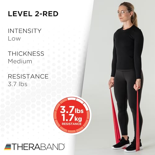 THERABAND Professional Resistance Band, Red Level 2 Medium, 5 ft Exercise - color: Level 3 / Heavy - Red