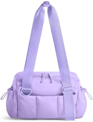 Uselike Small Gym Bag for Women, 7L Mini Duffle Bag for Travel, Lightweight Quilted Puffer Bag for Daily, Cute Shoulder Bag for Dance with Wet Pocket (Lavender Purple) - color: Lavender Purple
