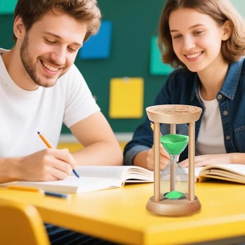 SuLiao Wooden Sand Timer 10 Minute Hourglass, Wood Blue Sand Clock, Small Watch 10 Min Timer, Hour Glass Sandglass for Home, Reloj De Arena, Office, Decorative, Game, Classroom