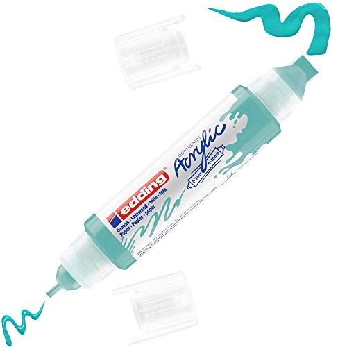 edding 4-5400934 Acrylic 3D Double Liner - Turquoise 1 Colour Tube 2 nozzles 2-3,5-10mm Paints for Canvas, Painting Boards and Wood Waterproof acrylics in Artist-Quality Colours - color: Opulent Turquoise