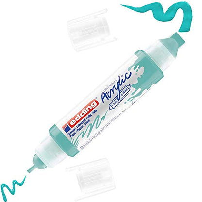edding 4-5400934 Acrylic 3D Double Liner - Turquoise 1 Colour Tube 2 nozzles 2-3,5-10mm Paints for Canvas, Painting Boards and Wood Waterproof acrylics in Artist-Quality Colours - color: Opulent Turquoise