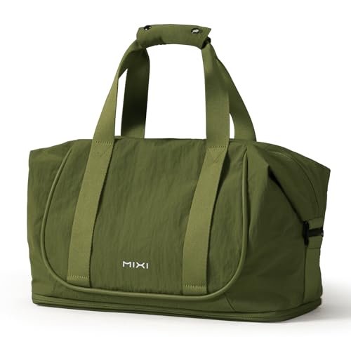 mixi Travel Tote Bag for Women Large Expandable Travel Bag Waterproof Lightweight Carry On Personal Item Handbag - color: Jungle Green