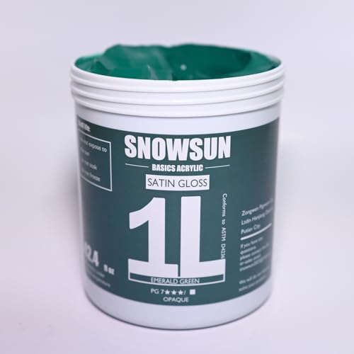 SNOWSUN Heavy Body Acrylic Paint, 1L (40oz) Bulk Emerald Green - Non Toxic Artist Grade Thick Paint for Canvas, Wood, Ceramic & Crafts - color: Emerald green