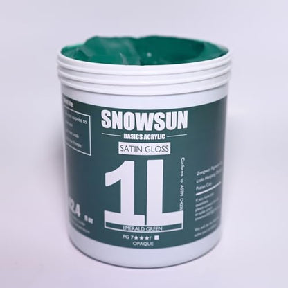 SNOWSUN Heavy Body Acrylic Paint, 1L (40oz) Bulk Emerald Green - Non Toxic Artist Grade Thick Paint for Canvas, Wood, Ceramic & Crafts - color: Emerald green