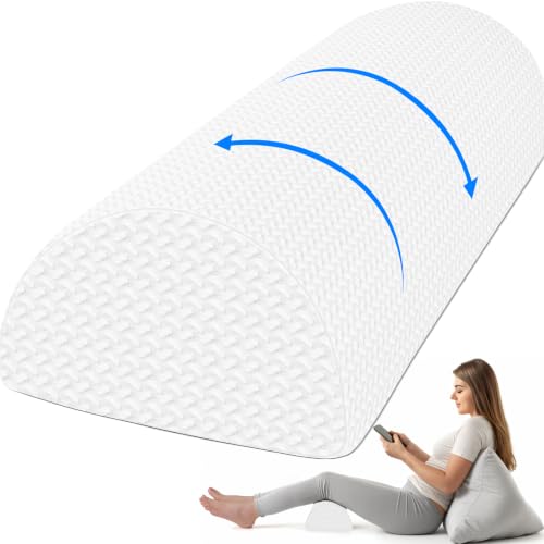 Knee Pillow for Back Sleeping Memory Foam Half Moon Bolster Pillow for Legs | Under Knee Support, Ankle & Foot Comfort Orthopedic Pillow for Side Sleepers (White, 22" x 8.7" x 5.3") - color: White, size: Large