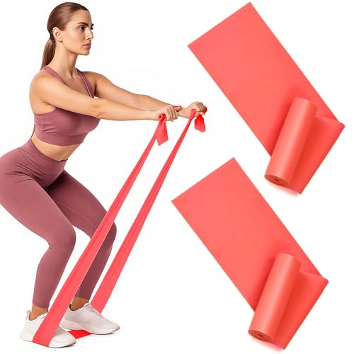 Resistance Bands, Non-Latex Elastic Exercise Bands for Upper and Lower Body, Strength Training Without Weights, Ideal for Physical Therapy, Pilates, Rehab, Home Fitness, Beginners - color: Red