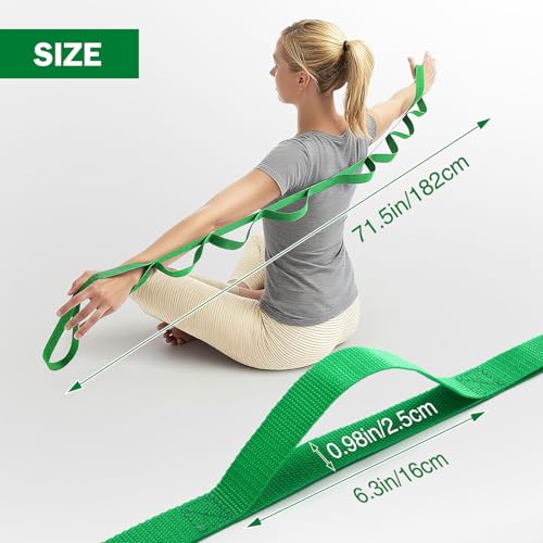 Stretching Strap Yoga Straps for Physical Therapy, 10 Loops Non-Elastic Stretch Band for Pilates, Flexibility, Exercise and Gymnastics