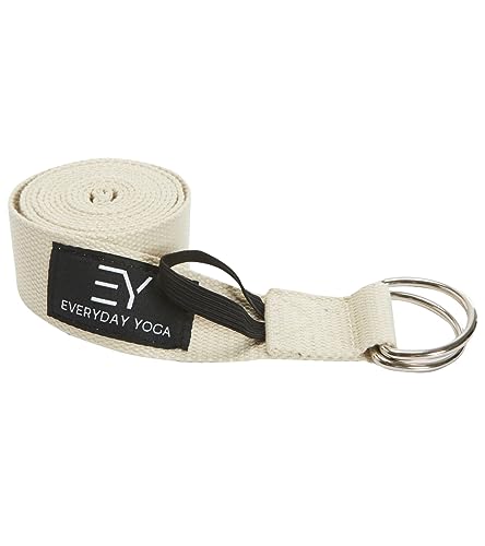 Everyday Yoga Strap with Metal D-Ring Athletic Stretching, 6ft/8ft/10ft | Durable Stretching Strap, Flexibility Training, Exercise & Fitness For Yoga, Pilates, Physical Therapy, Gym, Unisex-Adult - color: Natural, size: 6 Foot