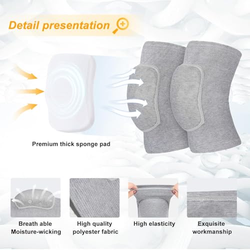 Volleyball Knee Pads for Dancers, Soft Breathable Knee Pads for Men Women Kids Knees Protective, Knee Brace for Volleyball Football Dance Yoga Tennis Running Cycling Workout Climbing - color: Gray, size: Medium