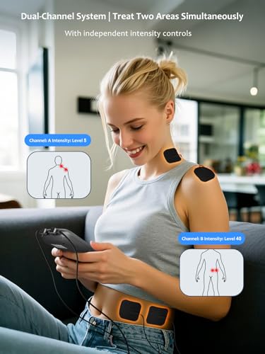 24 Modes TENS Unit Muscle Stimulator with 8 Electrode Pads, Professional 3-in-1 Electronic Pulse Massager with 2-150Hz Rate, 40 Levels, 90mins Timer, EMS TENS Machine for Pain Relief Therapy - color: 280 Black