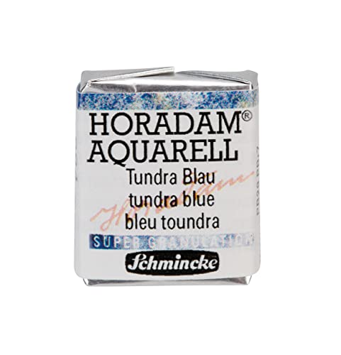 Schmincke - HORADAM® AQUARELL, Super Granulation, 14 953 044 Deep Sea Blue, 1/2 Pans, Very Strong granulating Colors, Finest, Super granulating Watercolors - color: 953 deep sea blue