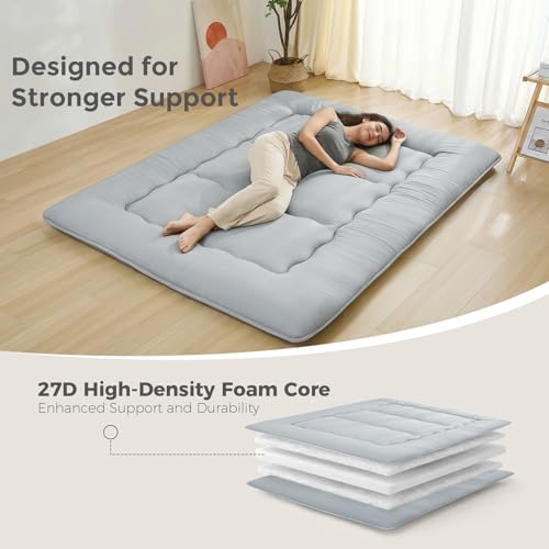 XICIKIN 2.5" Japanese Floor Mattress, Japanese Futon Mattress - color: Grey, size: Queen（80" x 60"）