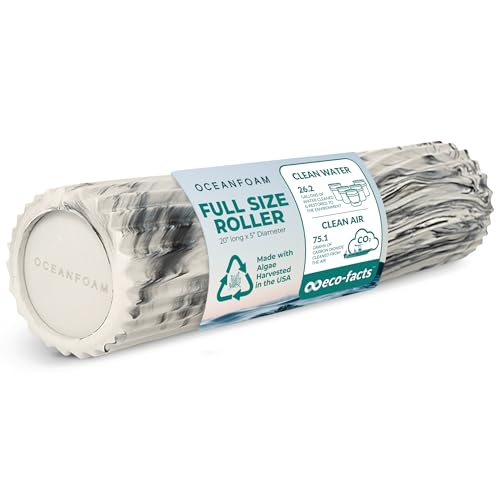 Oceanfoam Tidal Roller - Black Marbled - Muscle Massage Foam Roller for Back Pain & Stretching - Firm and Ergonomic Wide Wave Textured - Yoga, Athletics, & Wellness - Full Size, 20" x 5" - color: Black Marbled