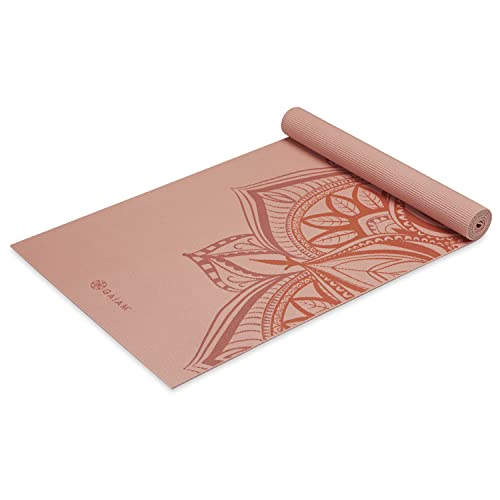 Gaiam Yoga Mat - Premium 5mm Print Thick Non Slip Exercise & Fitness Mat for All Types of Yoga, Pilates & Floor Workouts (68" x 24" x 5mm) | Printed Design | Sticky Non-Slip Surface | 5mm Cushioning | Yoga, Pilates & Floor Workouts | 68"x24" - color: Suns