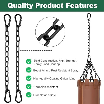 20 Inch Heavy Duty Swing Chain Kit with Automatic Locking Buckles, Galvanized Steel Hanging Chain, 660 LBS Load Capacity for Hammock, Swing Set, Aerial Yoga