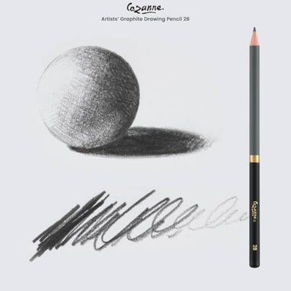 Cezanne Graphite Drawing Pencils Set - 2B, Set of 12 Break-Resistant Graphite Lead, Easy-to-Sharpen Sketch Pencils, Master Artist Quality Graphite Pencils for Technical and Artistic Drawing - color: 2B, size: Set of 12