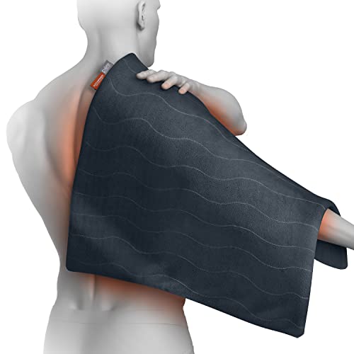 Pure Enrichment PureRelief Pro Far Infrared Ultra-Wide Heating Pad - Muscle Relief for Back, Neck, Shoulder, & Knee Pain in Athletes, 4 Heat Settings, Dry/Moist Heat, 20” x 24” Wide Size (Iron Gray) - size: 20” x 24”