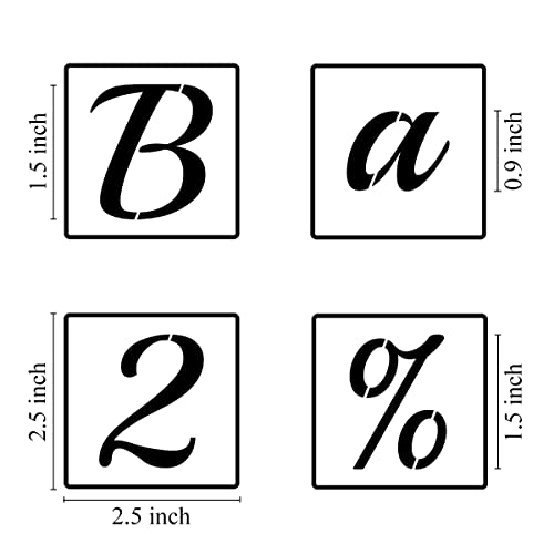 1.5 Inch Alphabet Letter Stencils for Painting - 70 Pack Letter and Number Stencil Templates with Signs for Painting on Wood, Reusable Cursive Letters Stencils for Chalkboard Wood Signs & Wall Art - size: 1.5 Inch