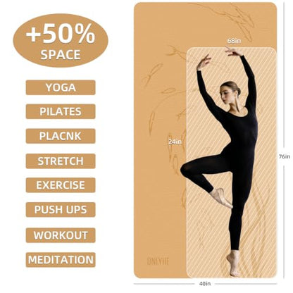 Extra Wide Yoga Mat 76"x40"x10mm TPE Non-Slip Fitness Exercise Mat - color: Orange + Grey