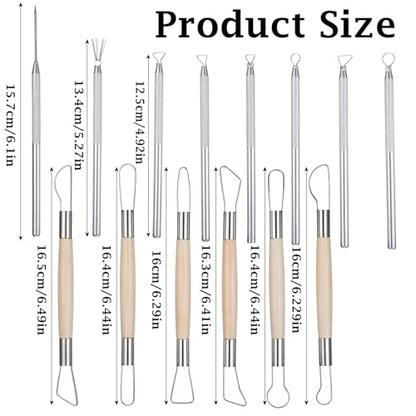 Pottery Ribbon Sculpting Tools Kit 14 PCS Clay Carving Tools | with Feather Wire Texture, and Needle Detail Tool, Aluminum, Pottery Carving Tool, Ceramic Wire Loop Sculpture Set