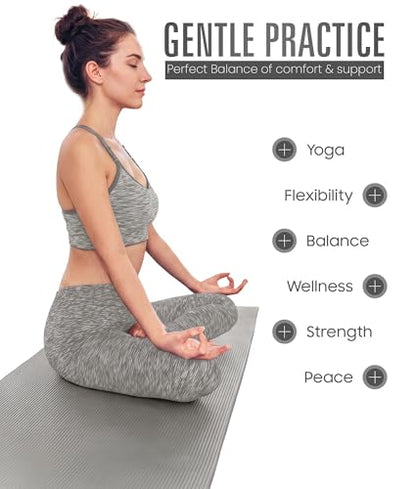 ROMIX Yoga Mat Thick 10Mm, Non-Slip Exercise Mat, 72 X 24 In, NBR - color: Gray